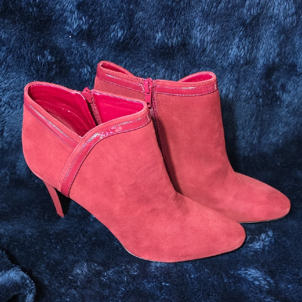 Nine West Red Suede Ankle Boots